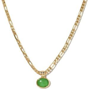 Women's Green Created Opal Necklace, Charm 18k Gold Plated Stainless Steel Snake